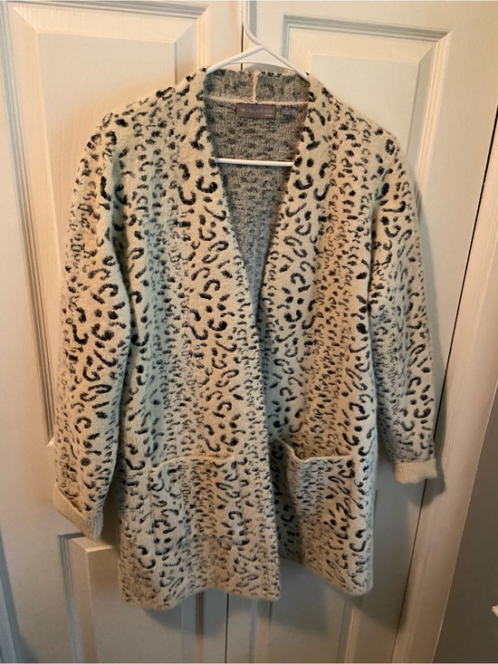 Revolution Sweaters - Revolution Cream Leopard Print Open Cardigan
